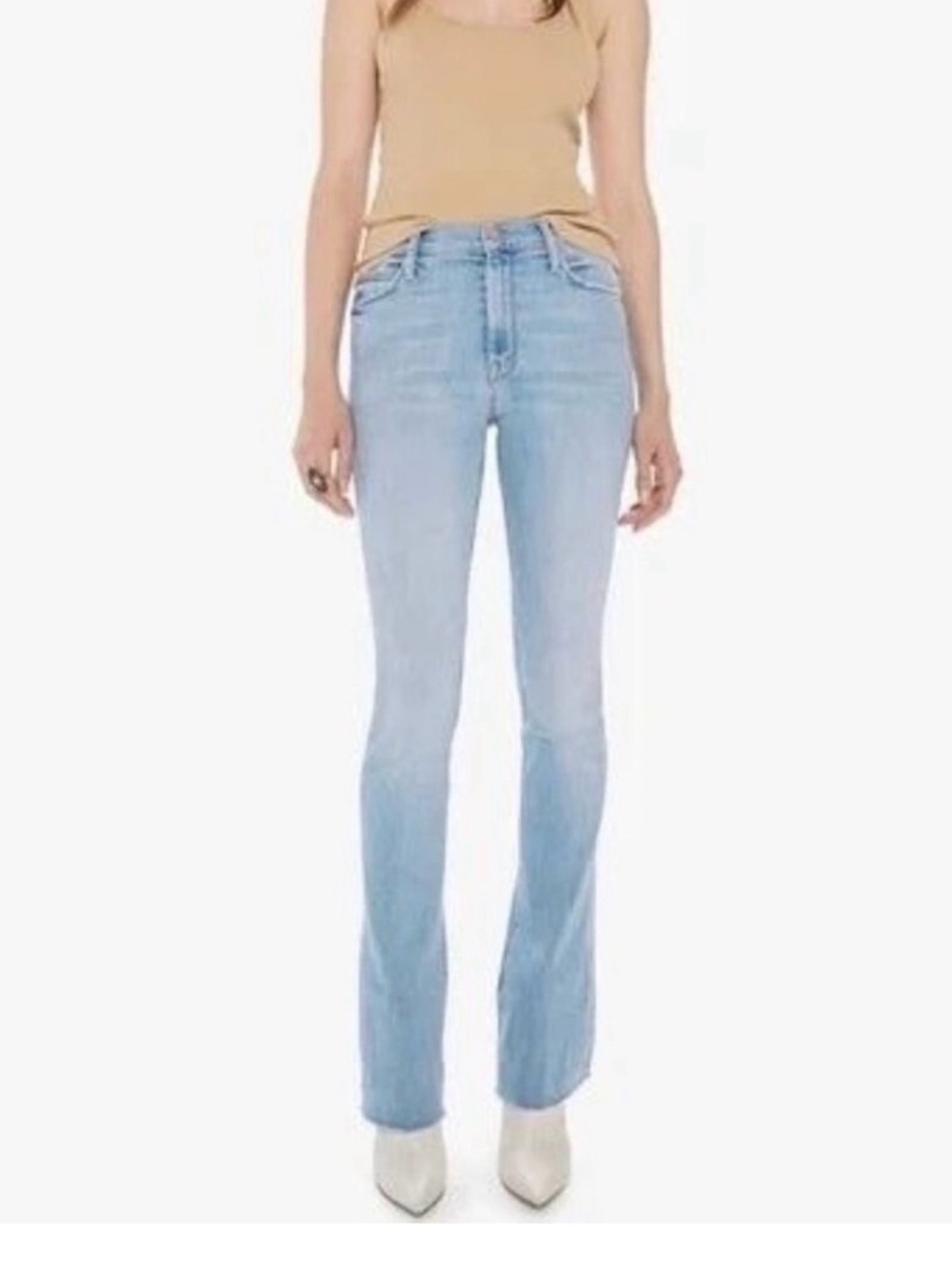 MOTHER Denim The Runaway Fray Crossroads High-Rise Skinny Flare Blue 25